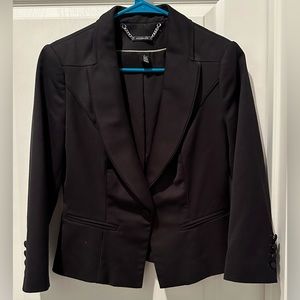 White House Black Market Structured Black Tuxedo Jacket w Back Belted Detailing